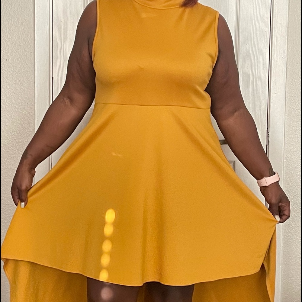 Yellow short cocktail dress